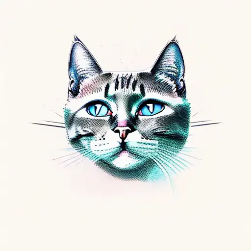 cats style dark tattoo design idea