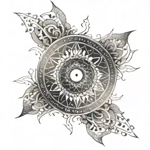 An intricate mandala design inspired by astrology symbols tattoo design idea