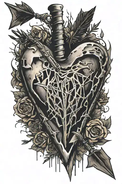 Arrow in heart tattoo design idea