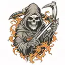 blindfolded grim reaper tattoo design idea