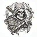 blindfolded grim reaper tattoo design idea