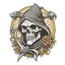 blindfolded grim reaper tattoo design idea