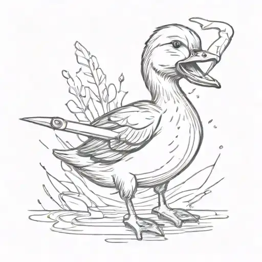 cute duck holding a knife tattoo design idea