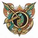 peacock feather arrow design tattoo design idea