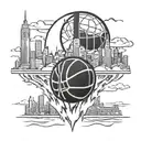 basketball with the world or city behind it   tattoo design idea