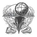 basketball with the world or city behind it   tattoo design idea