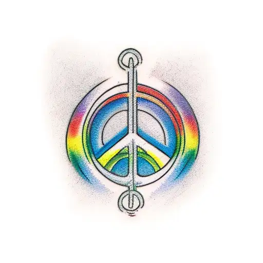 sign of peace rainbow colored tattoo design idea