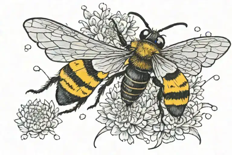 dandelion bee butterfly flying tattoo design idea