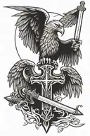 Tau cross with eagle and sword tattoo tattoo design idea