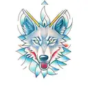 fire ice wolf tattoo design idea