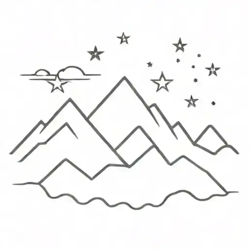 a large mountain with 3 stars over the peak tattoo design idea