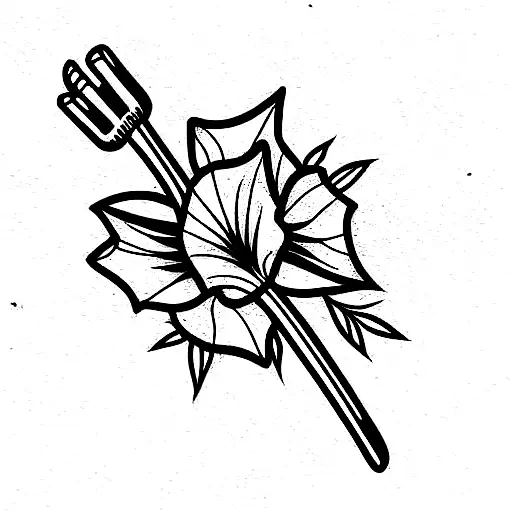 broken bone and flowers tattoo design idea