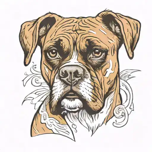 Boxer dog with a serious look tattoo design idea