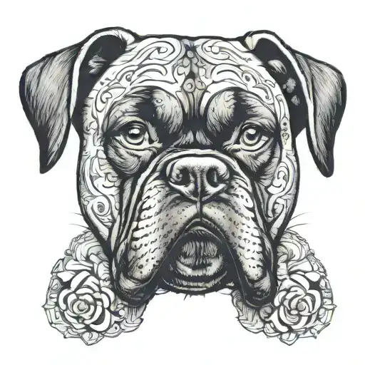 Boxer dog with a serious look tattoo design idea