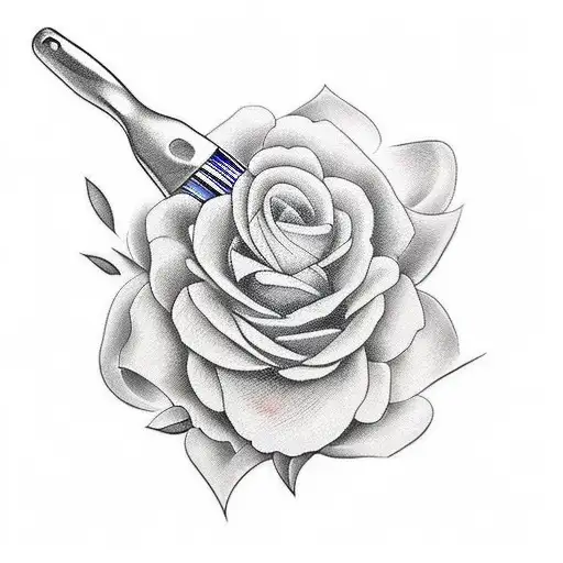 paint brush memorial tattoo for dad and stepdad tattoo design idea