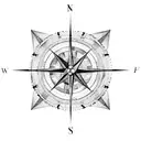 Large compass in the middle which has fallen under torn maps, planes fly tattoo design idea