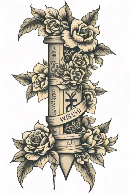 bible verse spine tattoo with flowers tattoo design idea