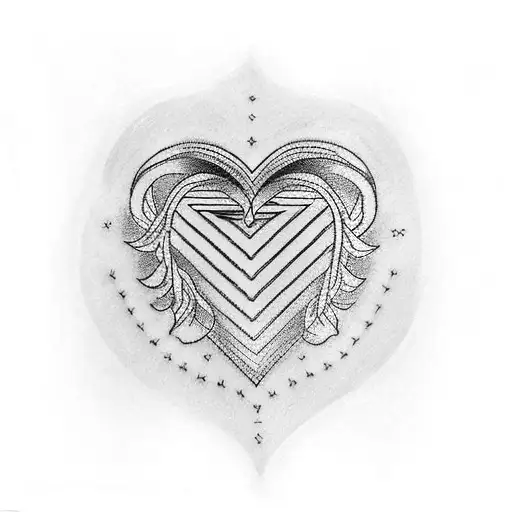 a small tattoo of 2 chevrons and a heart on the forearm close to the wrist, in black ink tattoo design idea