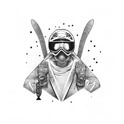 snowboarding funky tattoo design idea