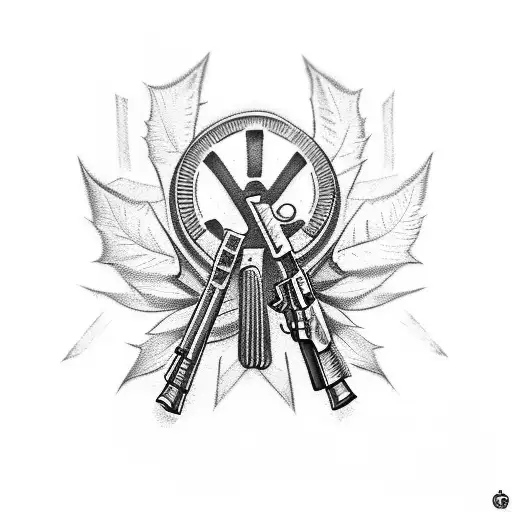 glock 19 + volkswagen emblem and a weed leaf tattoo design idea