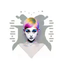 Combine elements from Charlixcx's Pop 2 album with Ariana Grande's Eternal Sunshine album in a new-school style tattoo tattoo design idea