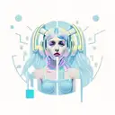 Combine elements from Charlixcx's Pop 2 album with Ariana Grande's Eternal Sunshine album in a new-school style tattoo tattoo design idea