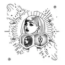 Combine elements from Charlixcx's Pop 2 album with Ariana Grande's Eternal Sunshine album in a new-school style tattoo tattoo design idea
