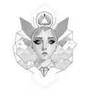 Combine elements from Charlixcx's Pop 2 album with Ariana Grande's Eternal Sunshine album in a new-school style tattoo tattoo design idea