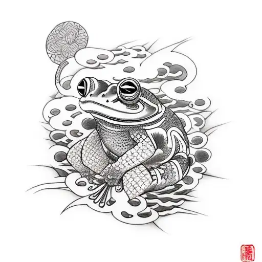 samurai frog tattoo design idea