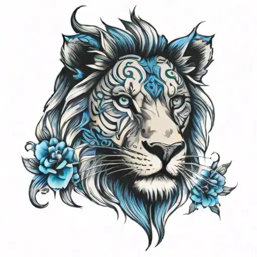 lion with blue eyes  tattoo design idea