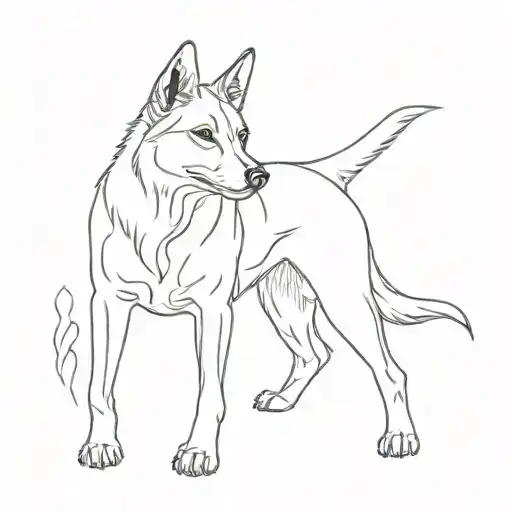 finnish Lapland dog one line tattoo design tattoo design idea