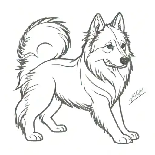Finnish Lapphund one line tattoo design tattoo design idea