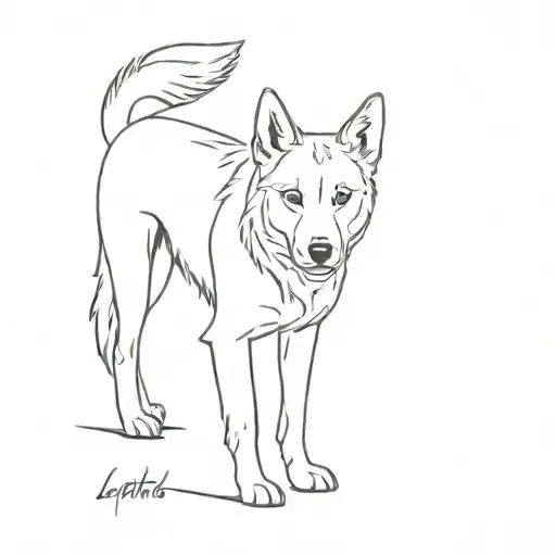 Finnish Lapland dog one line tattoo design tattoo design idea