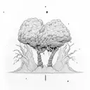 2 trees with shared roots, love erupting volcanos tattoo design idea