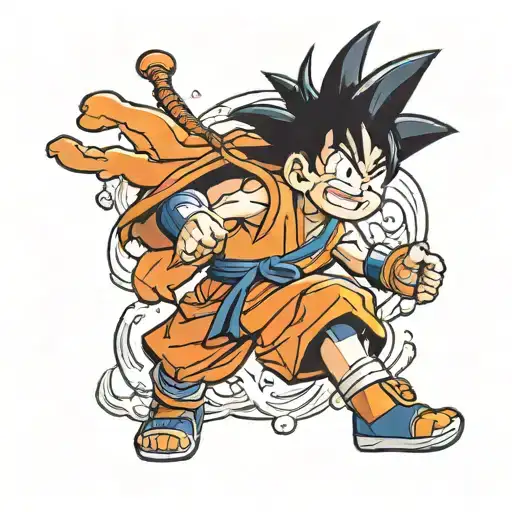 kid  goku minimal tattoo design idea