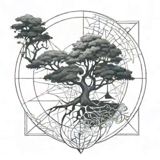 yggradsil - the world tree - but techno tattoo design idea