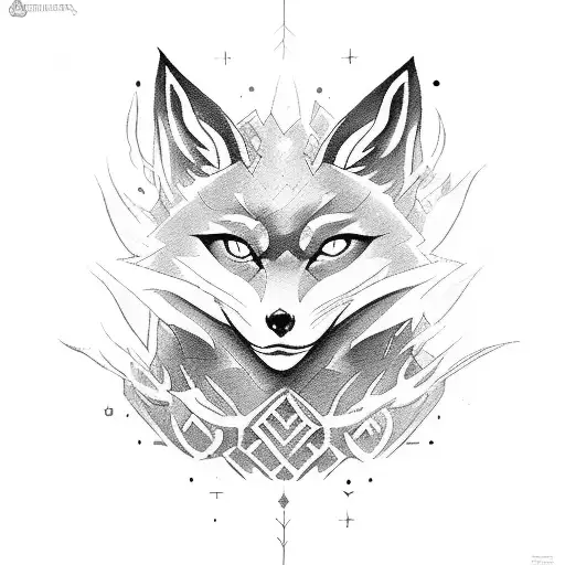 A Dota hero surrounded by mystical foxes tattoo design idea