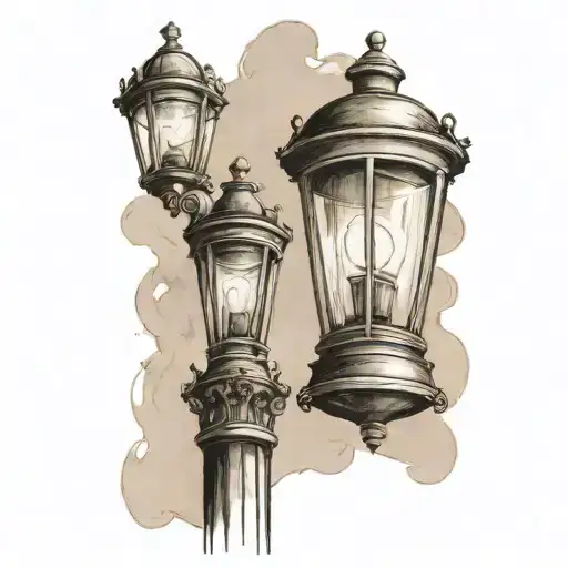 old fashioned light post tattoo design idea