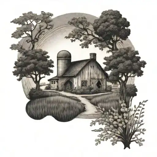 farm house  tattoo design idea
