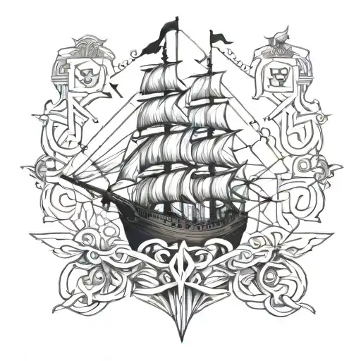 pirate ship tattoo design idea
