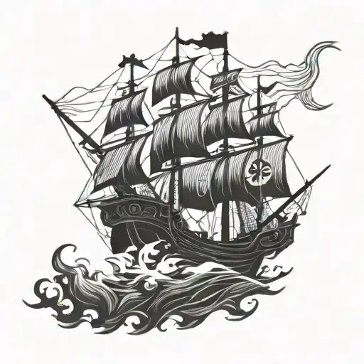 desolation pirate ship sailing tattoo design idea