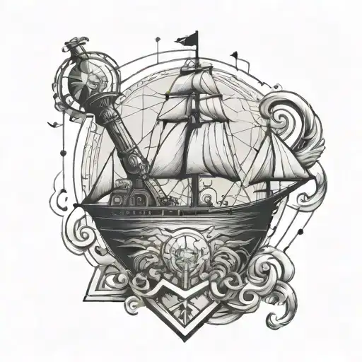potion bottle ship sailing tattoo design idea