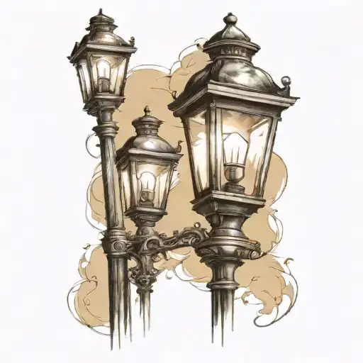 old fashioned light post tattoo design idea