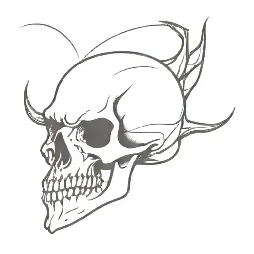skull melting crow tattoo design idea