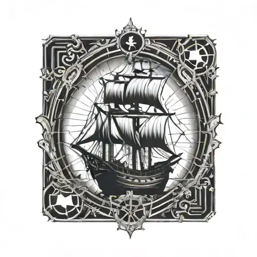 pirate ship tattoo design idea