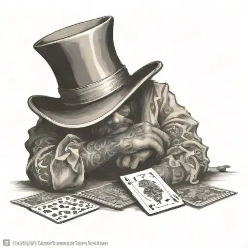 an old western poker game tattoo design idea
