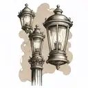 old fashioned light post tattoo design idea