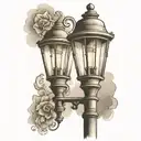 old fashioned light post tattoo design idea