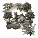 farm house  tattoo design idea
