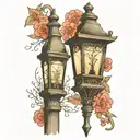 old fashioned light post tattoo design idea